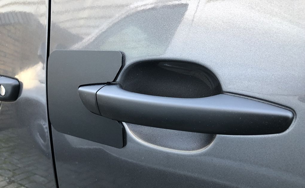 Black statement lock on grey van door